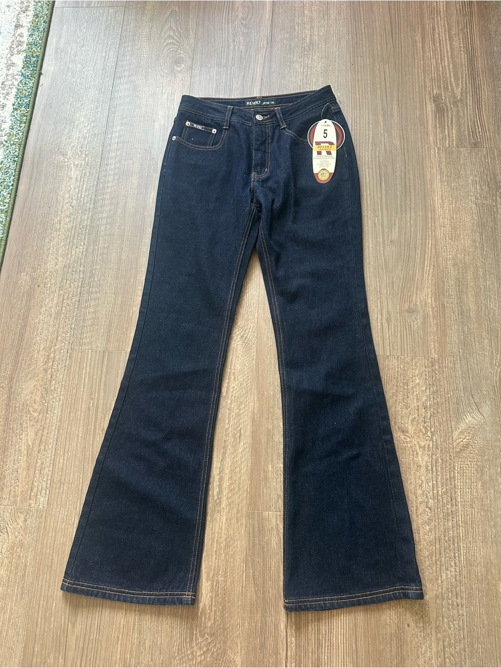 vintage Revolt Jeans Co. dark wash flare jeans